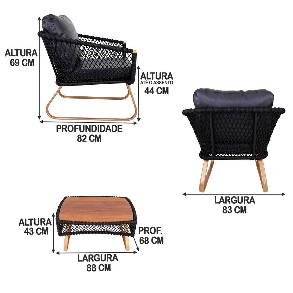 2 Poltronas Com Mesa AlumÃ­nio Bronze Para Jardim, Chácara