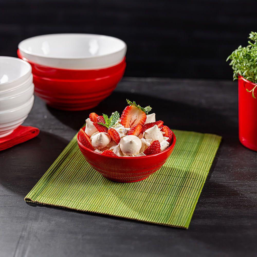 Bowl Oriental Redondo 500ml Vermelho Em Policarbonato Linha Profissional Cook Vem