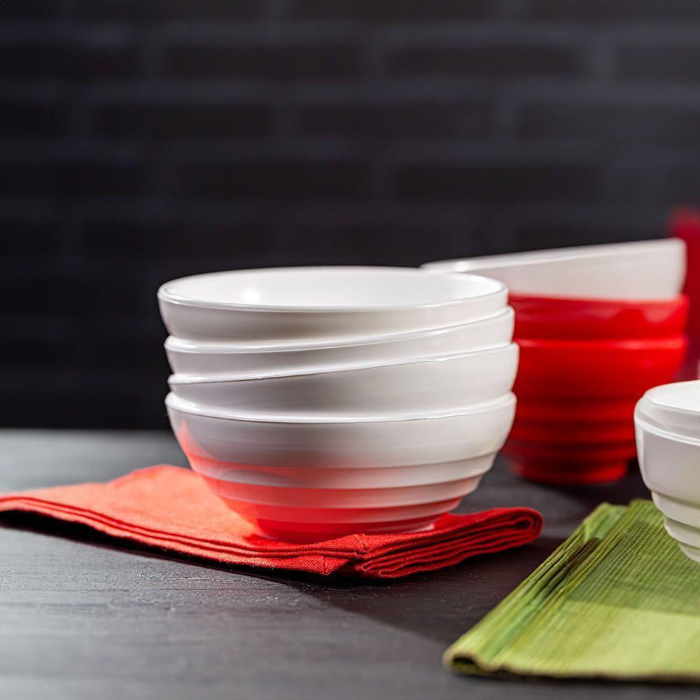 Bowl Oriental Redondo 1,2l Vermelho Em Policarbonato Linha Profissional Cook Vem