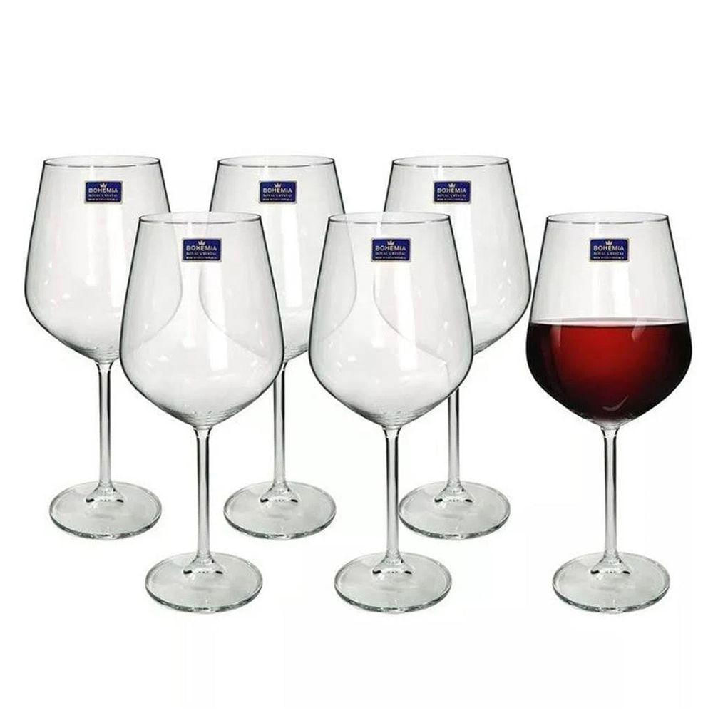 Lote 6 Taças Copo De Cristal 580ml Bohemia Strix Vinho Tinto