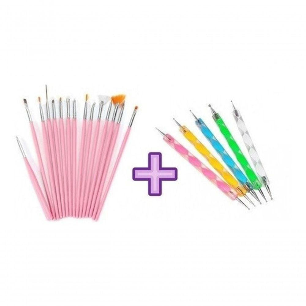 Kit Manicure: 15 Pincéis 10 Boleadores Em 5 Pincéis