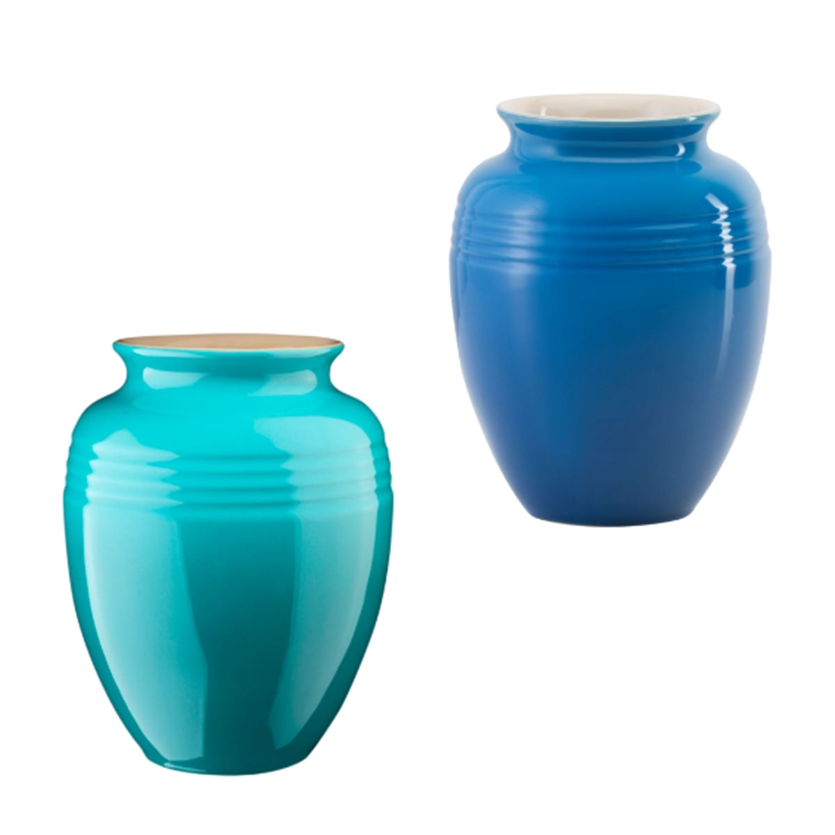 KIT LE CREUSET 2 VASOS CLÁSSICO 15CM AZUL MARSEILLE E CARIBE