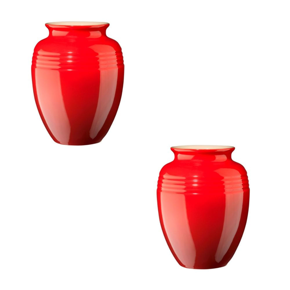 KIT LE CREUSET 2 VASOS 15CM 1L CLÁSSICO EM CERÃMICA VERMELHO