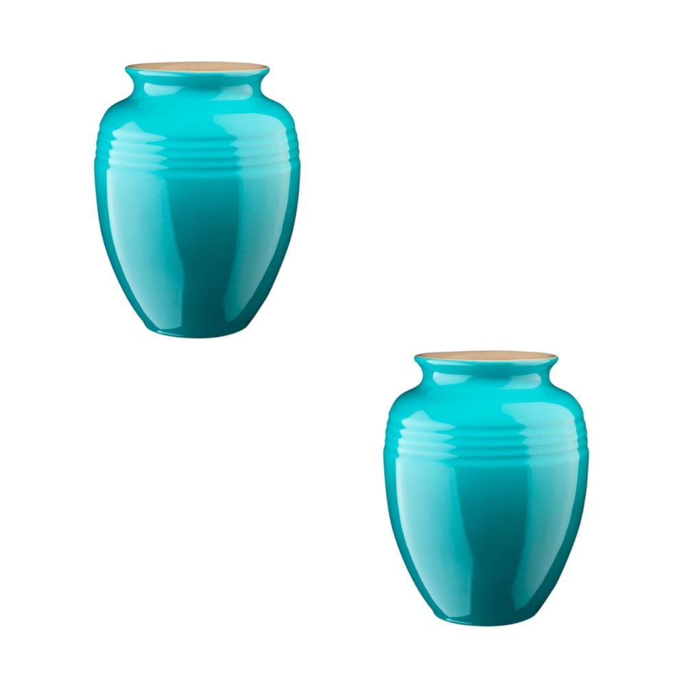 KIT LE CREUSET 2 VASOS 15CM 1L CLÁSSICO EM CERÃMICA AZUL CARIBE