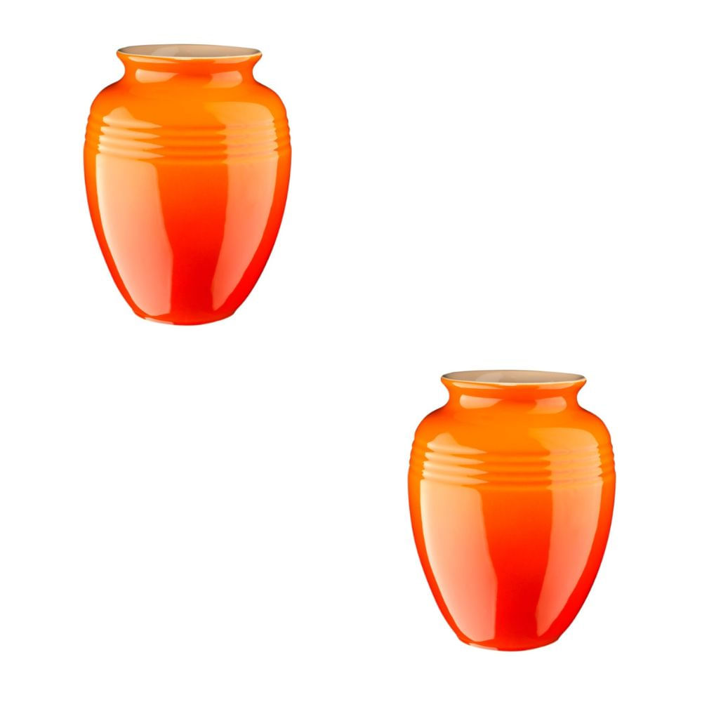 KIT LE CREUSET 2 VASOS 15CM 1L CLÁSSICO EM CERÃMICA LARANJA