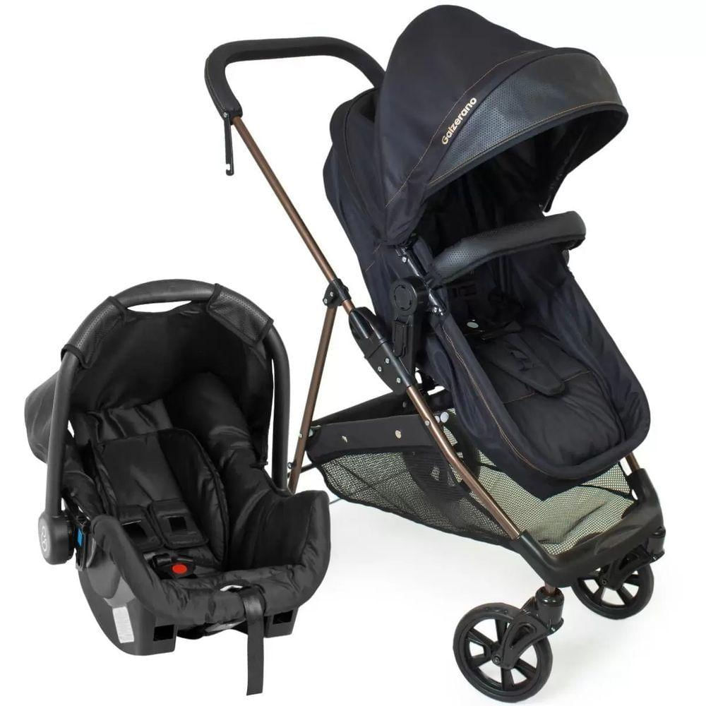 Travel System Galzerano Napoli Com Base Para Carro Trio Preto Com Cobre