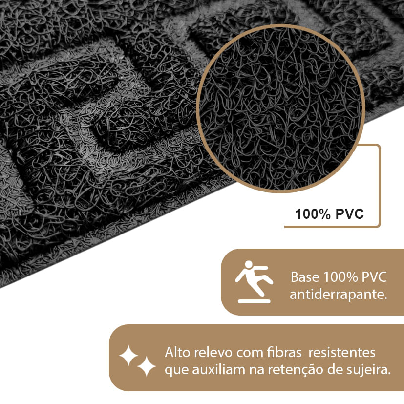 2 Tapete Porta Capacho Bem Vindo Antiderrapante PVC Pt 40x60