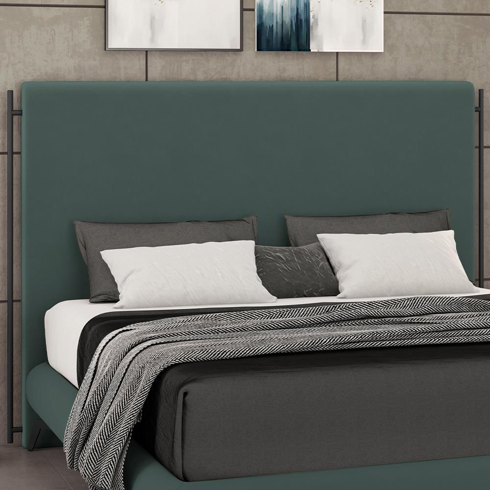 Cabeceira Cama Box Queen 160cm Estofada Goya P05 Veludo Verde Musgo - Lyam Decor