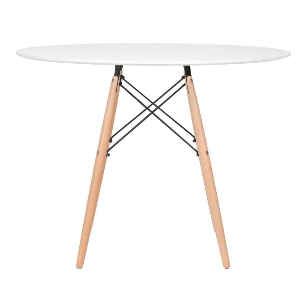 Mesa Redonda Eames 100cm Branco + 6 Cadeiras Preto