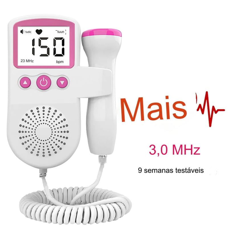 MONITOR FETAL DOPPLER APARELHO PARA OUVIR DE BATIMENTOS CARDIACOS CORAÇÃO DO BEBÊ