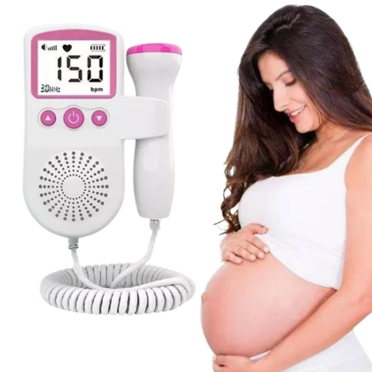 MONITOR FETAL DOPPLER APARELHO PARA OUVIR DE BATIMENTOS CARDIACOS CORAÇÃO DO BEBÊ