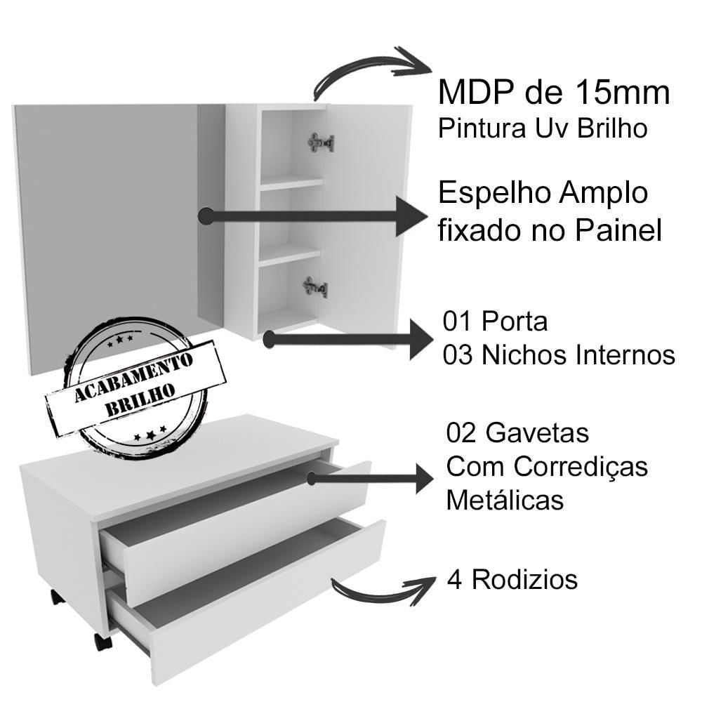 Conjunto Para Banheiro Armarios Com Cuba Bn1 Branco