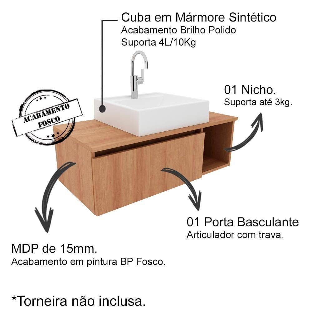 Conjunto Para Banheiro Armarios Com Cuba Bn1 Amendoa