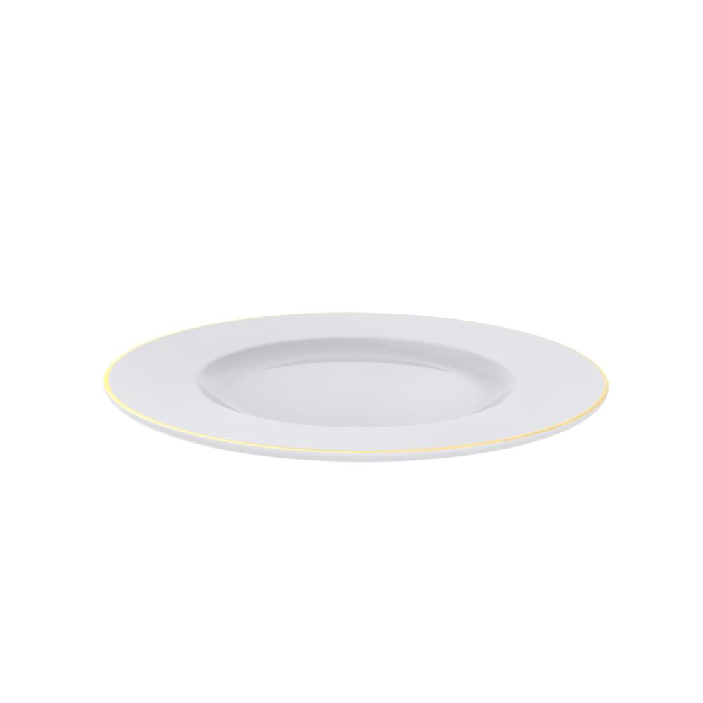 Prato Raso Filetado Tramontina Elisa em Porcelana com Borda Dourada 28 cm