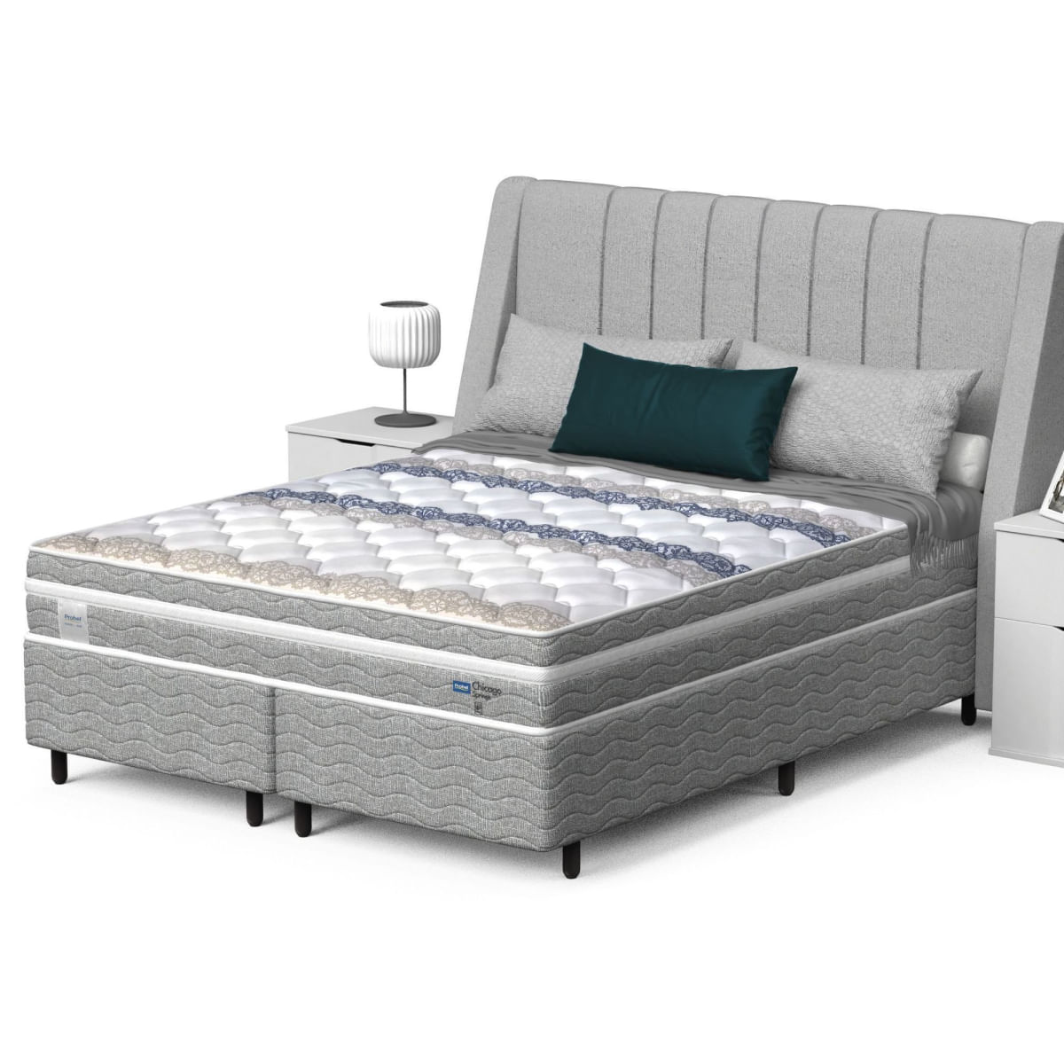 Conjunto Box Queen Mola Probel Chicago (158x198x24cm)