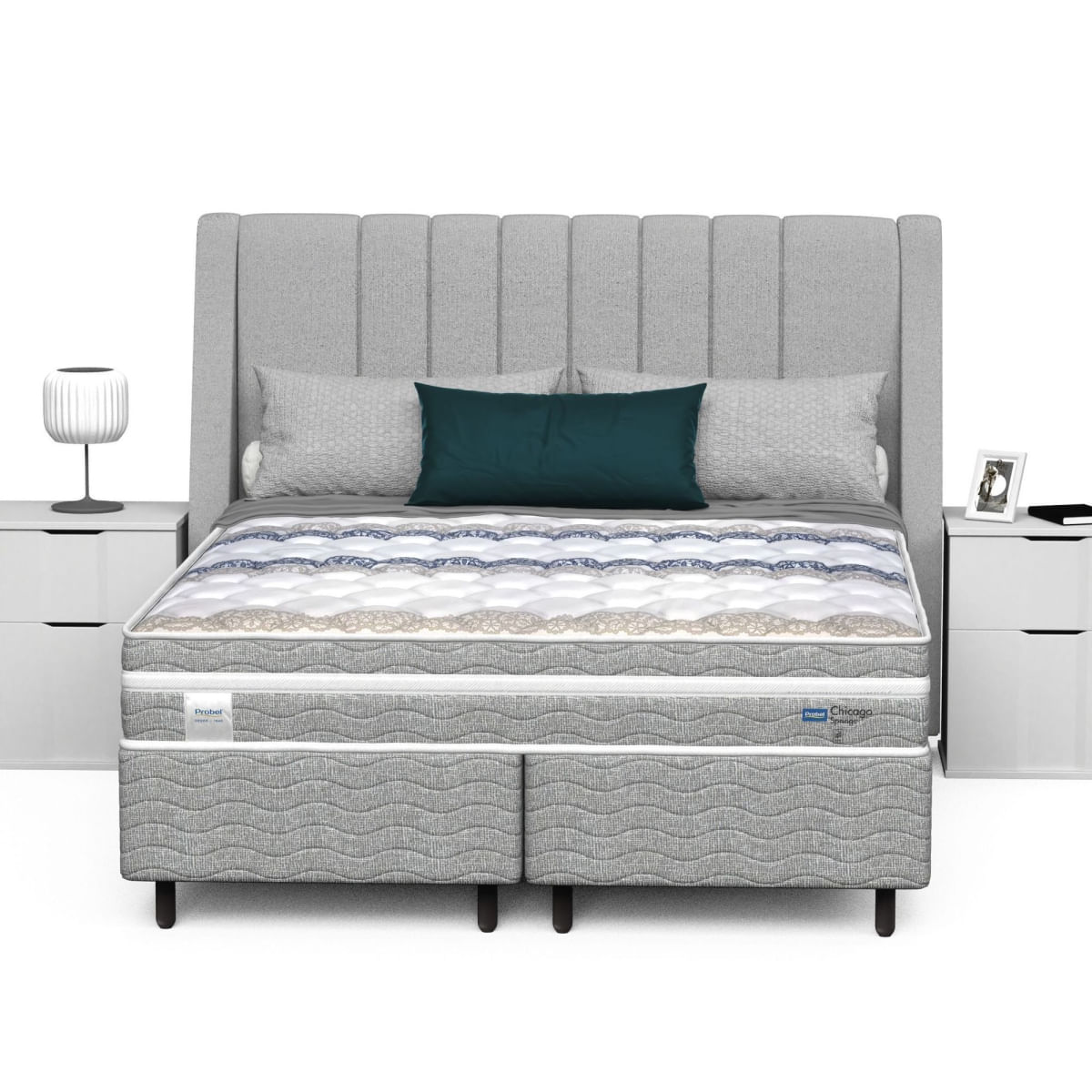 Conjunto Box Queen Mola Probel Chicago (158x198x24cm)