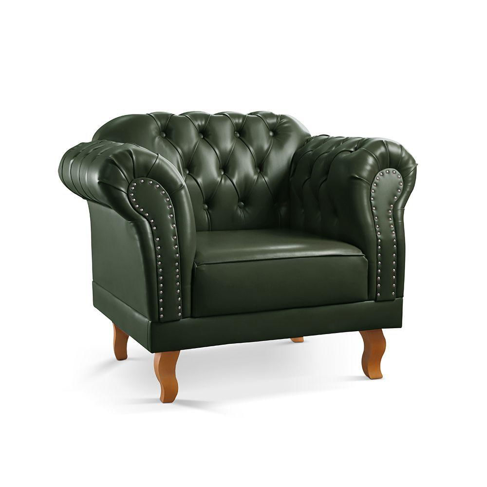 Kit 02 Poltronas Duque Chesterfield Capitonê couro Ecológico Verde 303