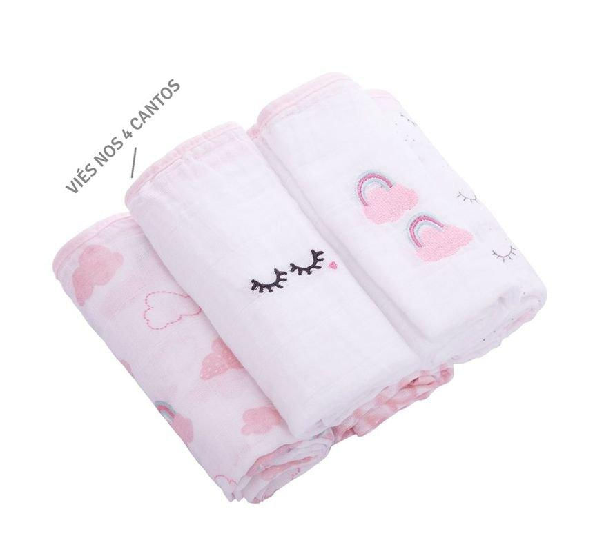 Kit Fralda Soft Premium Com 5 Pçs Cílios Rosa Papi