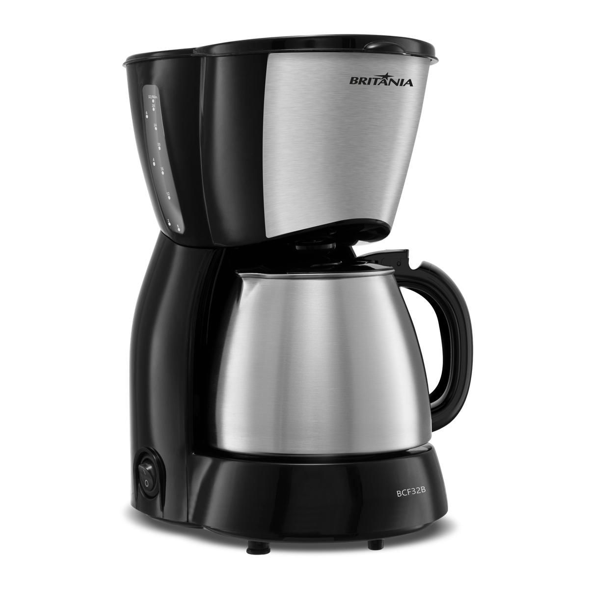 Cafeteira Britânia 32 Cafezinhos 1,2L BCF32B Jarra em Inox 127V