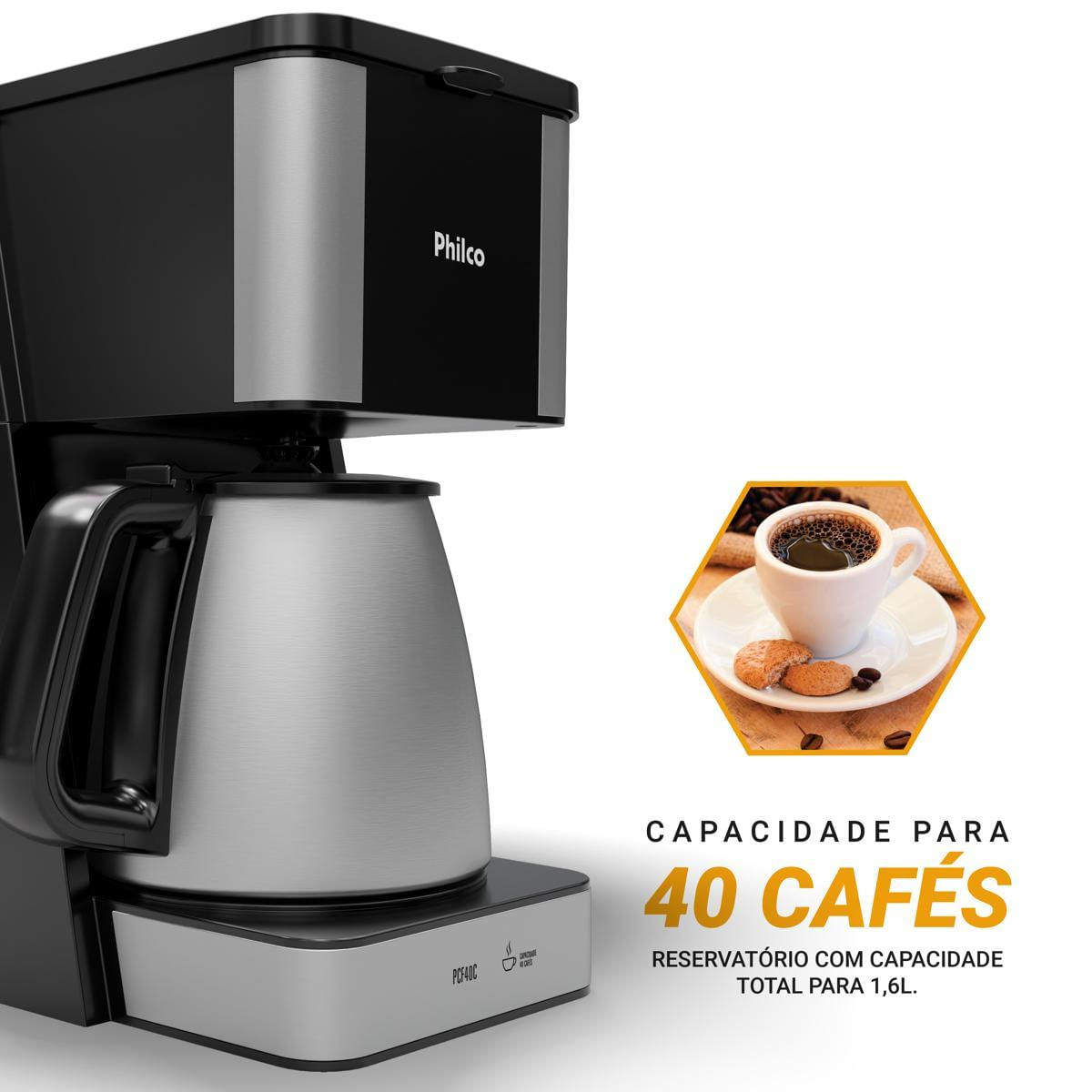Cafeteira Philco PCF40C Inox 40 Cafezinhos 1,6L 950W 127V