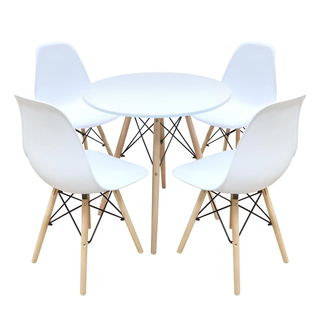 Conjunto de Mesa Redonda Eames SeateCo com 4 Cadeiras