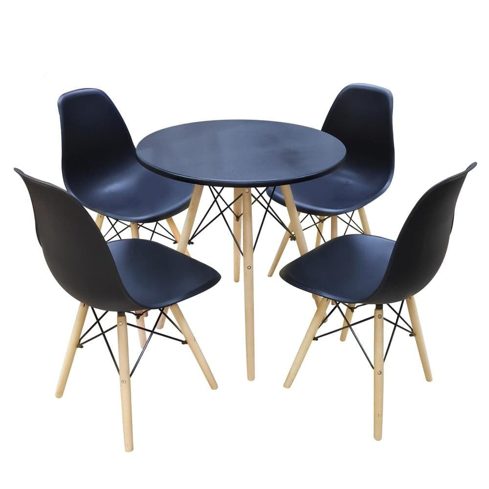 Conjunto de Mesa Redonda Eames SeateCo com 4 Cadeiras