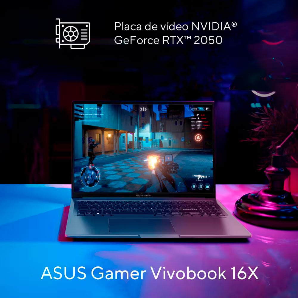 Notebook Gamer RTX2050 com Processador Intel Core i5 Asus Preto / Bivolt