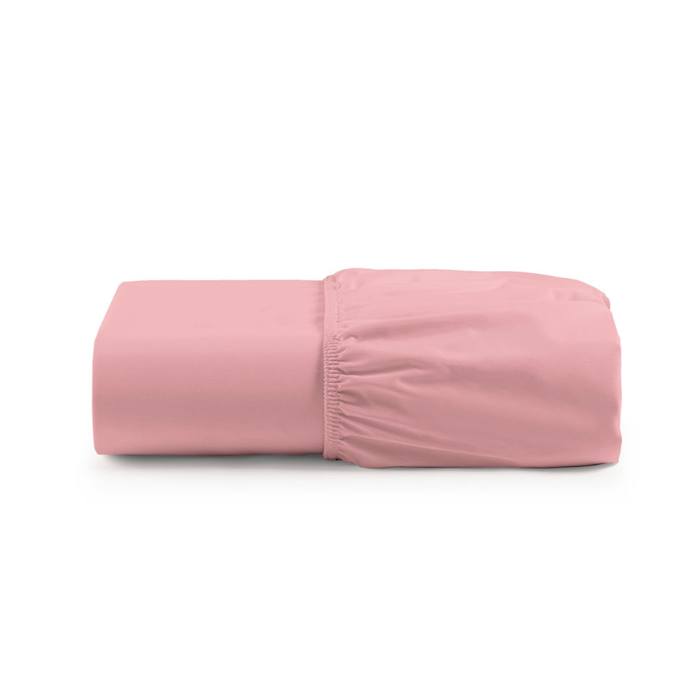 Lençol Casal Cintilante Percal 180 Fios 100% Algodão com Elástico - Salmão