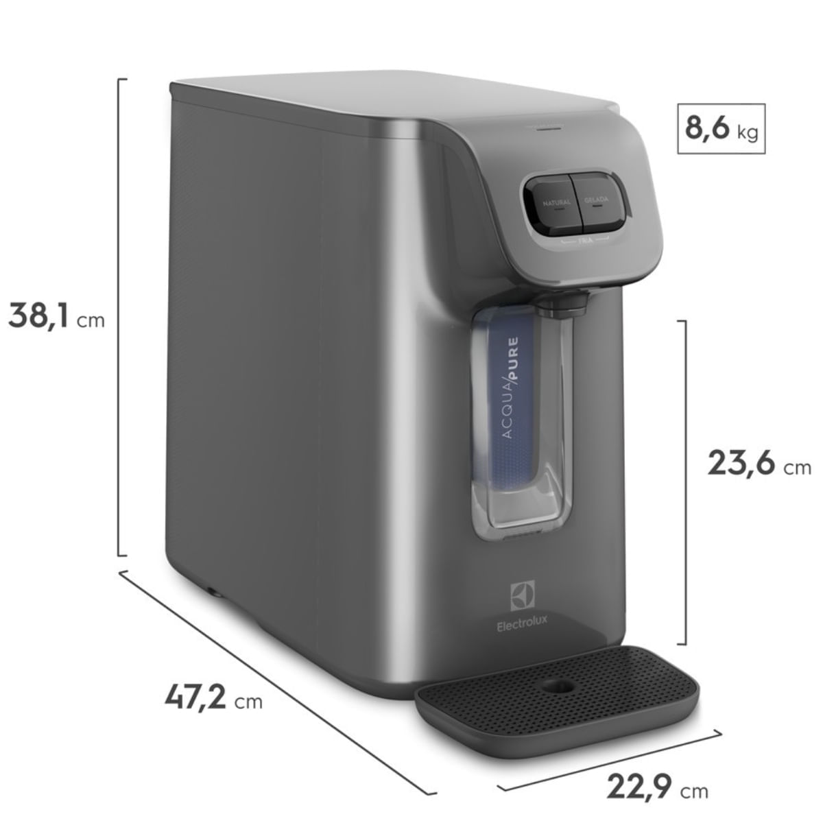 Purificador de Água Electrolux com Compressor PC01X Grafite 110V P30EBA51N09