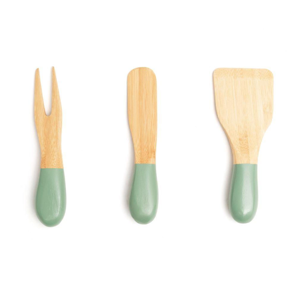 Jogo De Utensílios Queijos E Antepastos De Bambu 3pcs Verde