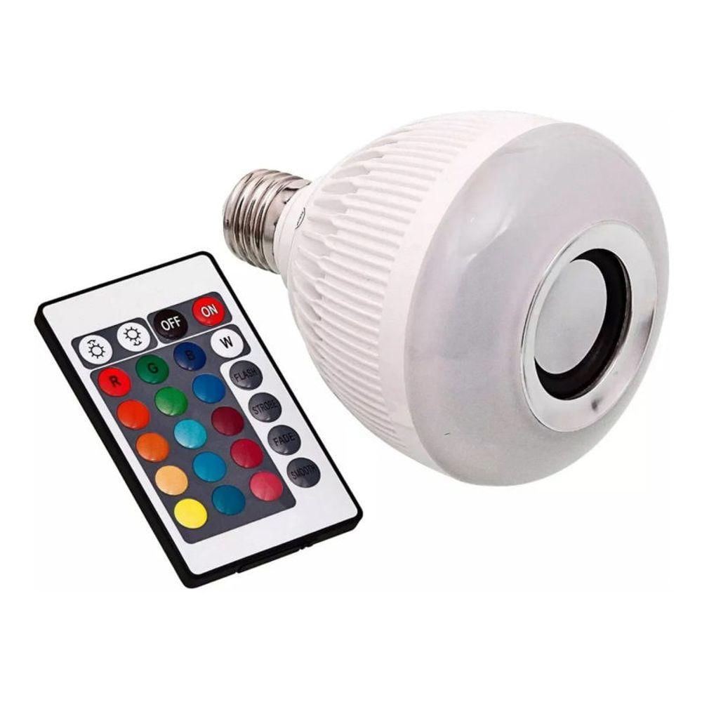 Lâmpada Musical Caixa Som 12w Bluetooth Luz Led Rgb