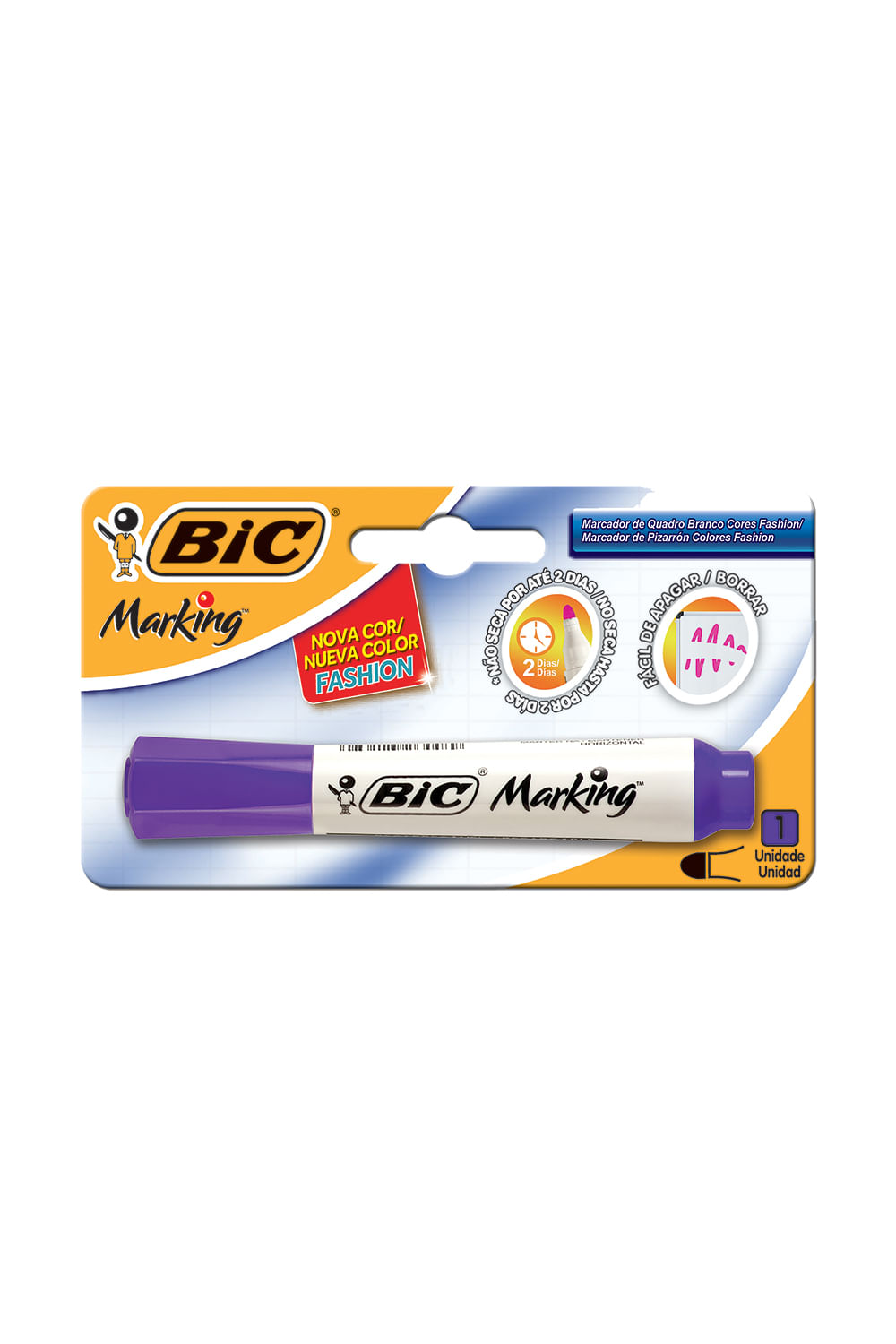 Marcador para Quadro Branco Bic Roxo Fashion Ponta Média Redonda