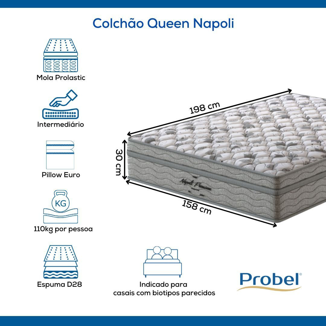 Colchão Queen Mola Probel Napoli (158x198x30cm)