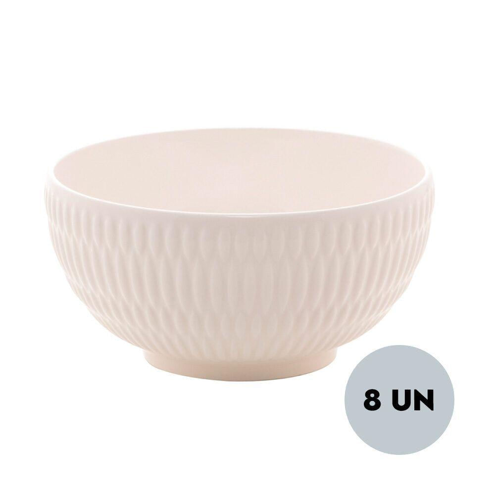 Jogo 8 Bowls De Porcelana New Bone Toledo Branco 15cm Lyor