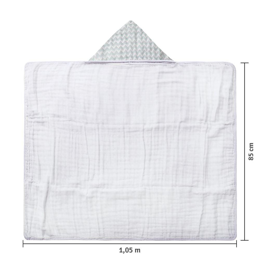Toalha De Banho Bebê Soft Com Capuz Chevron Verde Papi