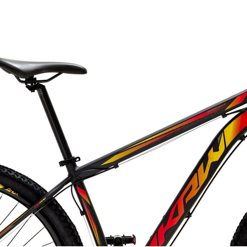 Bicicleta Aro 29 Krw Alumínio 27 Vel Freio A Disco Suspensão Dianteira S7 15.5 Preto-Amarelo E Vermelho