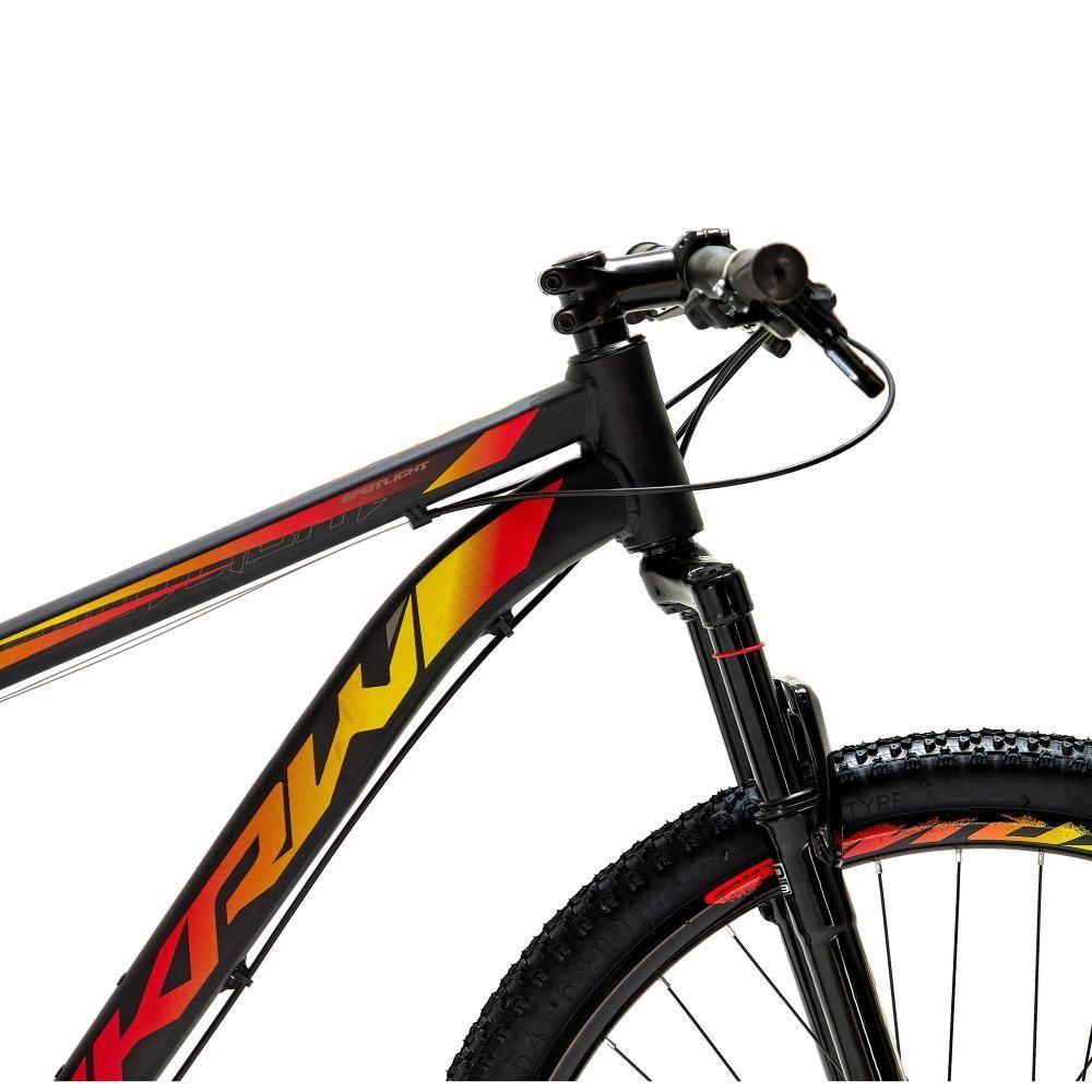 Bicicleta Aro 29 Krw Alumínio 27 Vel Freio A Disco Suspensão Dianteira S7 15.5 Preto-Amarelo E Vermelho