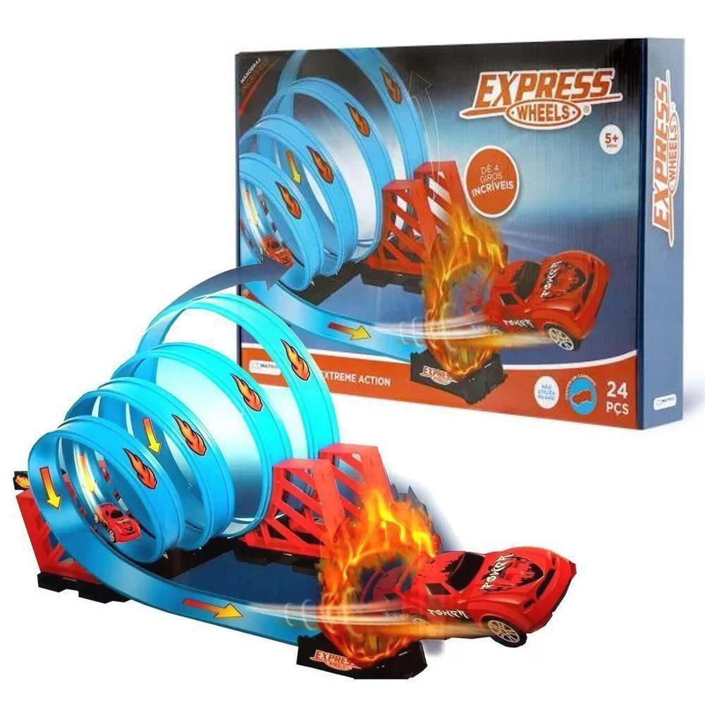 Pista De Corrida Multikids Br1019 Extreme Action Track Set 360º 24 Peças Azul