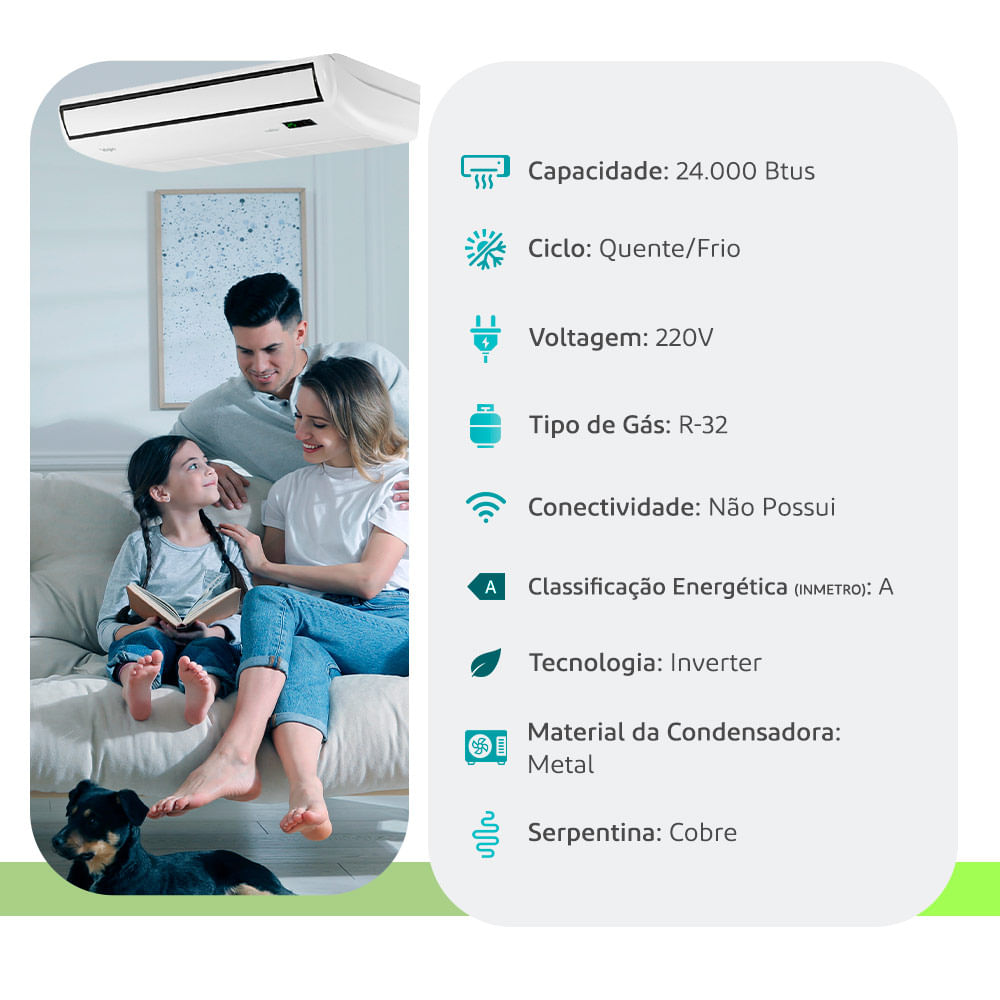 Ar Condicionado Split Piso Teto Eco Inverter R-32 Elgin 24000 Btus Quente/frio 220V Monofásico 45PVQI24C2DA