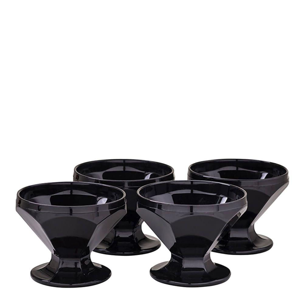 Conjunto De Taça De Sobremesa Caribe 150ml 4 Peças Preto Em Polipropileno Linha Tropical Vem