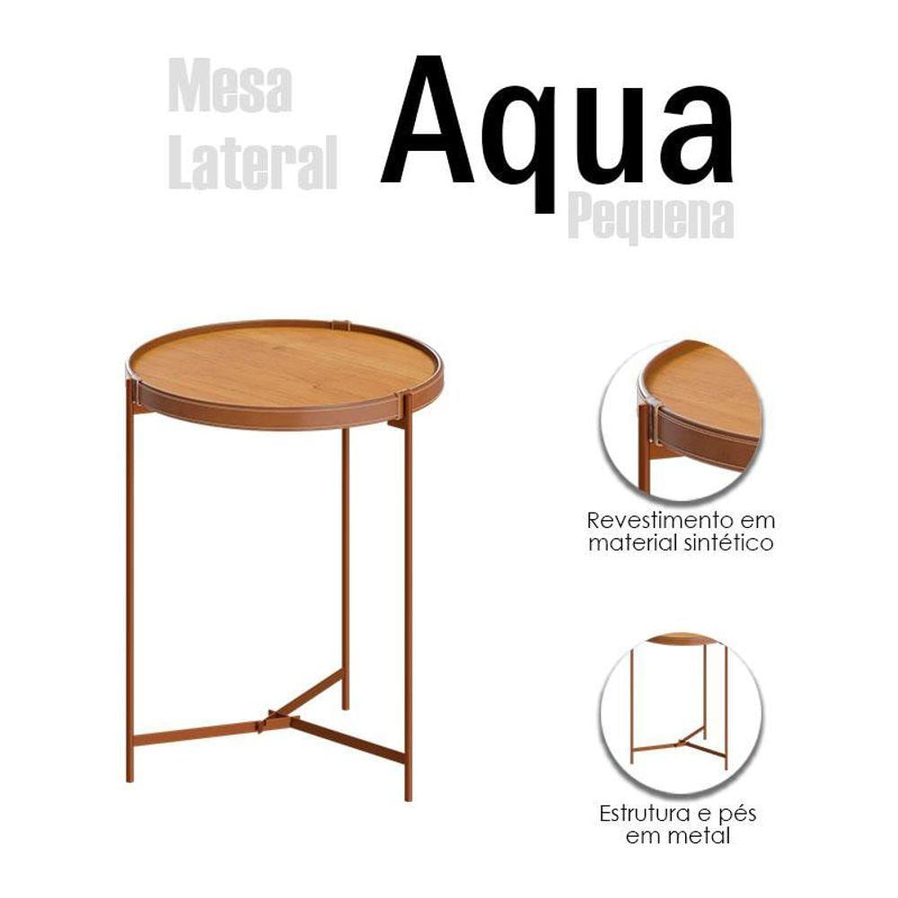 Mesa Lateral Ambiente Aqua Pequena Nature Cobre - Imcal