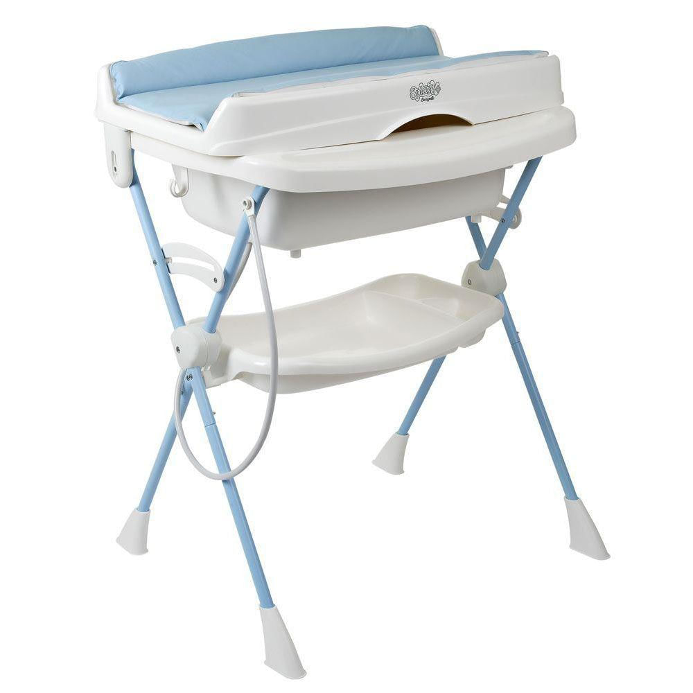 Banheira Burigotto Splash+ Com Suporte E Trocador Baby Blue Azul Claro U