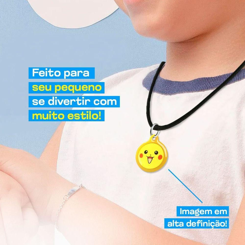 Colar Infantil Unissex + Pingente Qualidade Premium Pikachu Moda Criança Menina Amarelo Unissex