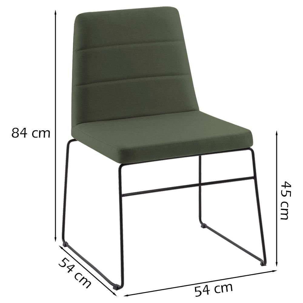 Cadeira Decorativa Base Aço Preto F40 Linho Verde Dmobiliario Verde