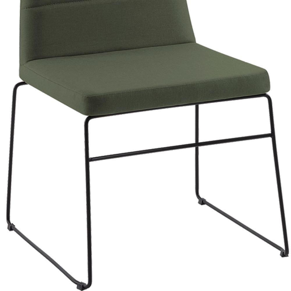 Cadeira Decorativa Base Aço Preto F40 Linho Verde Dmobiliario Verde