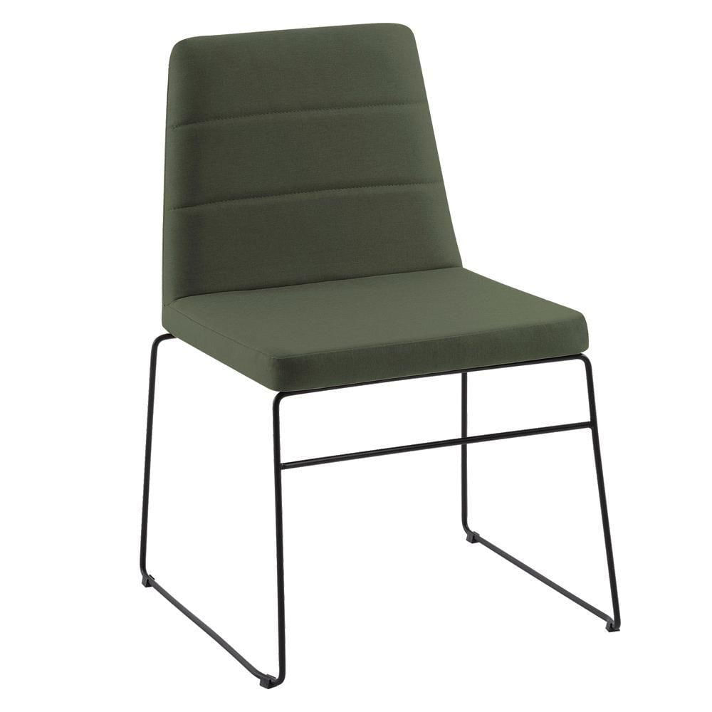 Cadeira Decorativa Base Aço Preto F40 Linho Verde Dmobiliario Verde