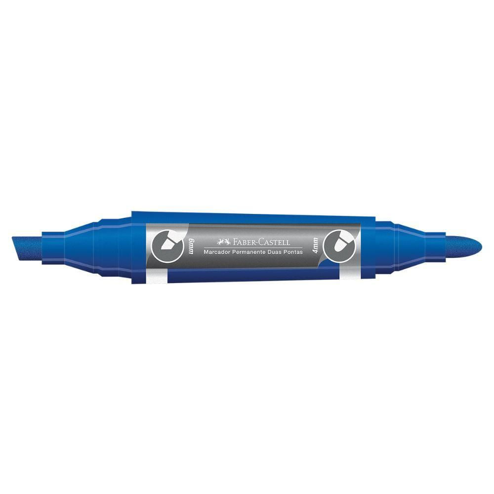 Pincel Marcador Permanente Duas Pontas Faber-castell Azul