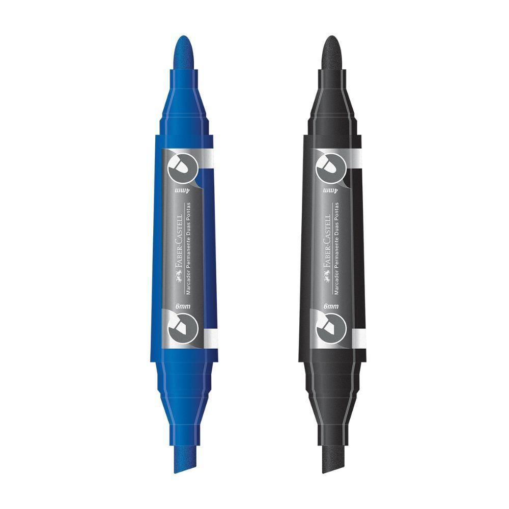 Pincel Marcador Permanente Duas Pontas Faber-castell Azul