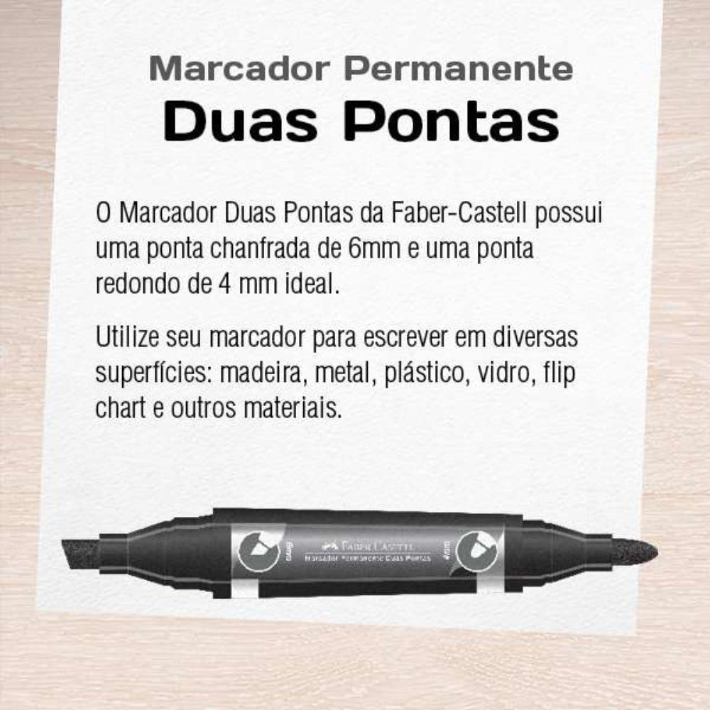 Pincel Marcador Permanente Duas Pontas Faber-castell Azul