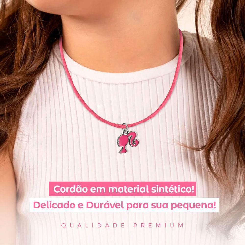 Colar Infantil Menina + Pingente Barbie Qualidade Premium Rosa Moda Presente Pink Criança Amor